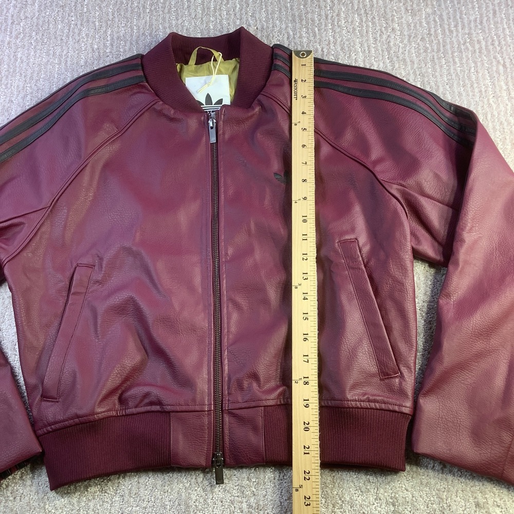 Adidas Pleather SST Track Top Jacket Burgundy Womens Size M NWOT - Picture 10 of 11